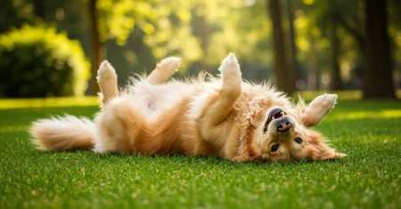 Por que os cachorros rolam na grama?